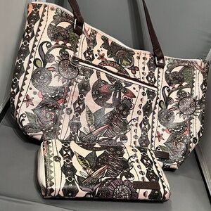 Sakroots owl floral tote with wallet